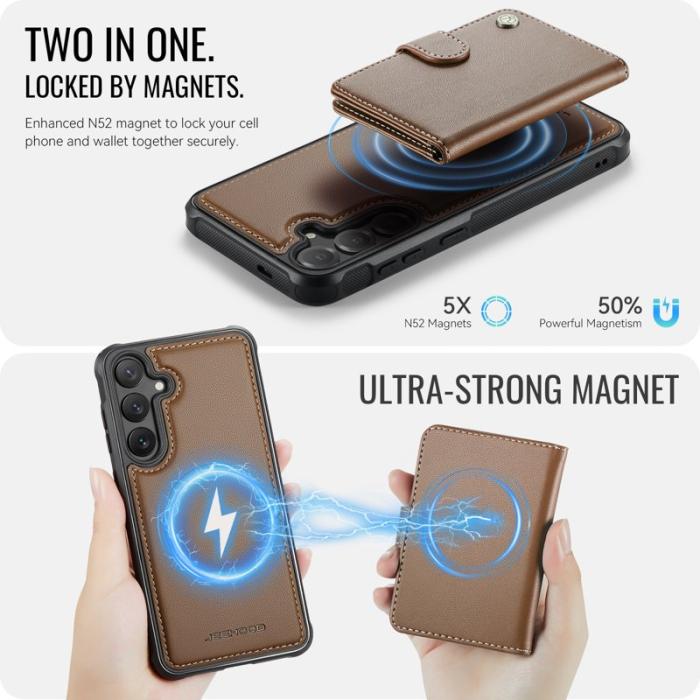 JEEHOOD - JEEHOOD J09 Fodral för Samsung Galaxy S25 FE - RFID, Brun