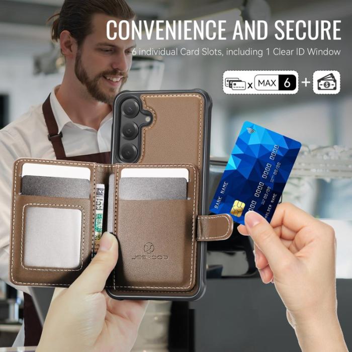 JEEHOOD - JEEHOOD J09 Fodral för Samsung Galaxy S25+ RFID Läder Brun