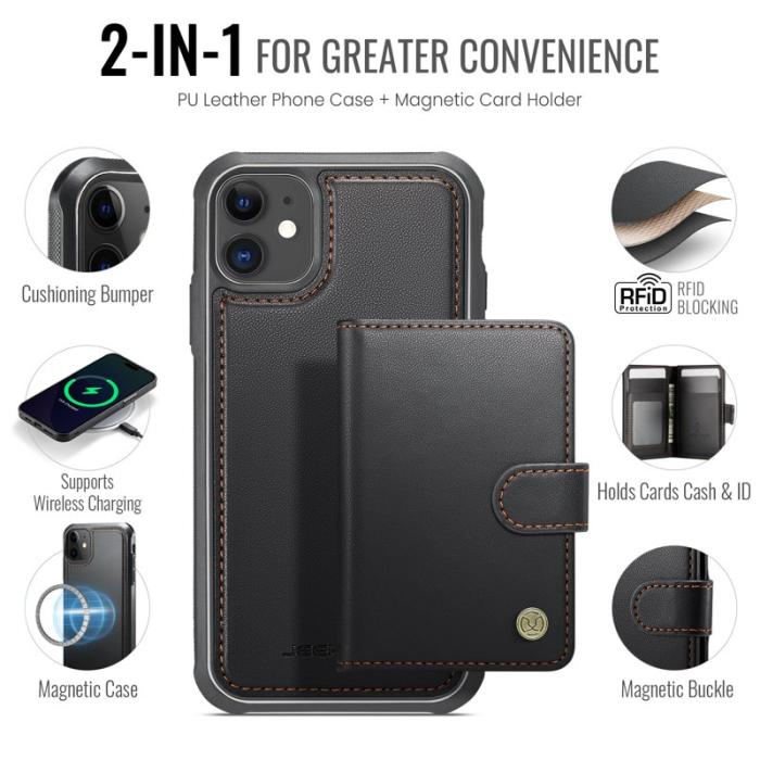 JEEHOOD - JEEHOOD J09 Fodral i läder för iPhone 12 Pro 6.1 tum - Svart