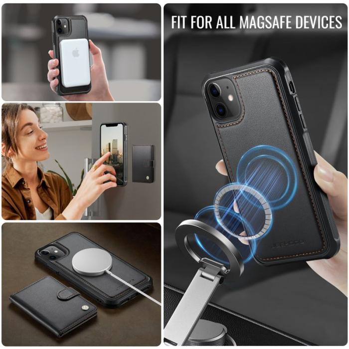 JEEHOOD - JEEHOOD J09 Fodral i läder för iPhone 12 Pro 6.1 tum - Svart