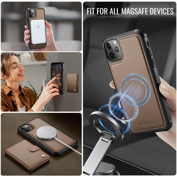 JEEHOOD - JEEHOOD J09 Fodral i läder för iPhone 12 Pro Max - Brun