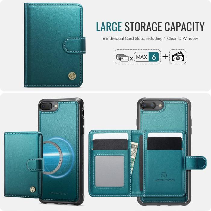 JEEHOOD - JEEHOOD J09 Fodral i läder för iPhone 8 Plus/7 Plus - Grön