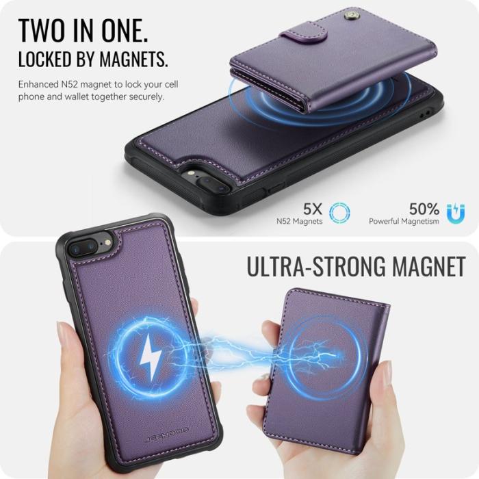 JEEHOOD - JEEHOOD J09 Fodral i läder för iPhone 8 Plus / 7 Plus - Lila