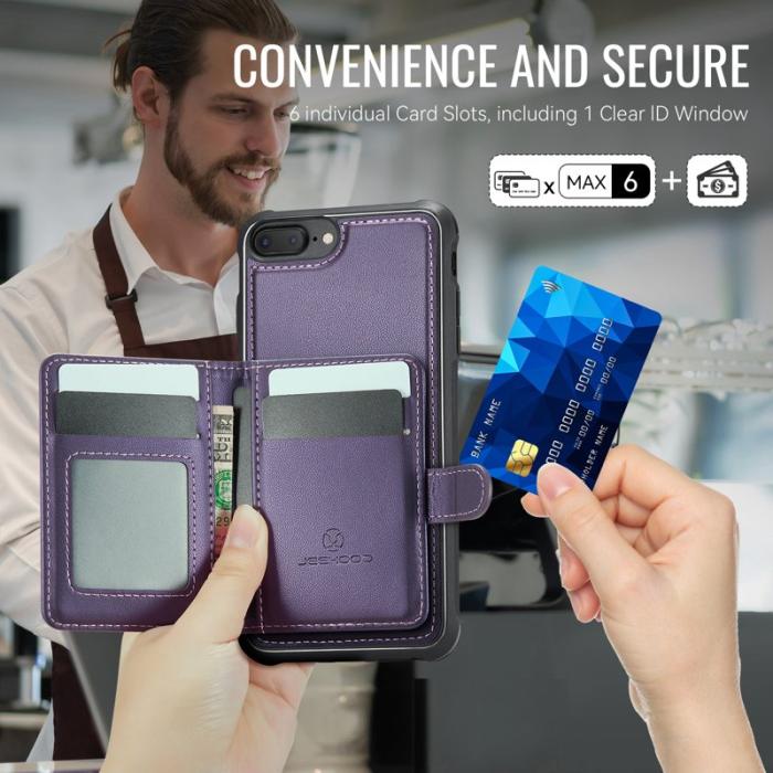 JEEHOOD - JEEHOOD J09 Fodral i läder för iPhone 8 Plus / 7 Plus - Lila
