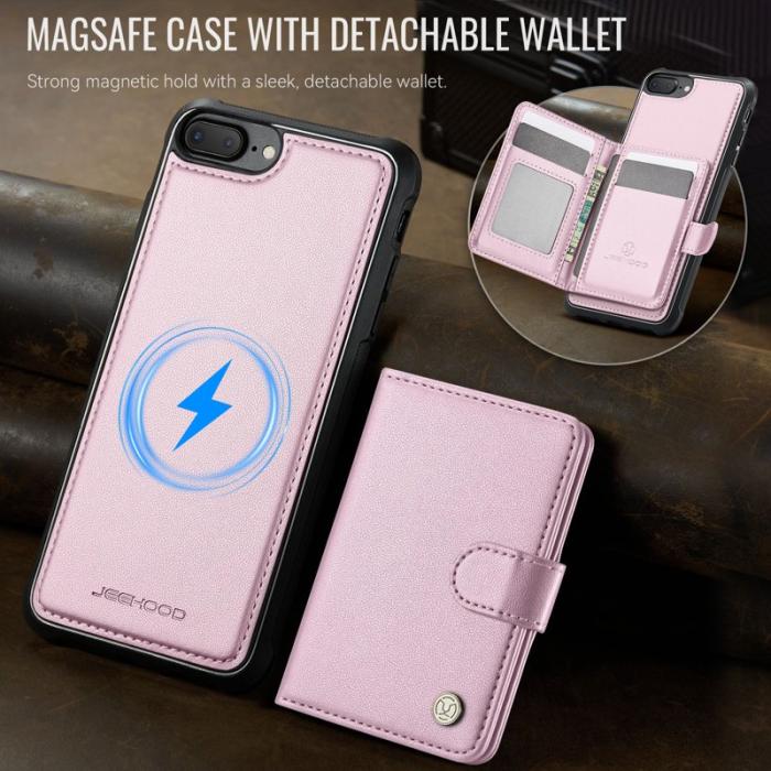 JEEHOOD - JEEHOOD J09 Fodral i läder för iPhone 8 Plus / 7 Plus - Rosa