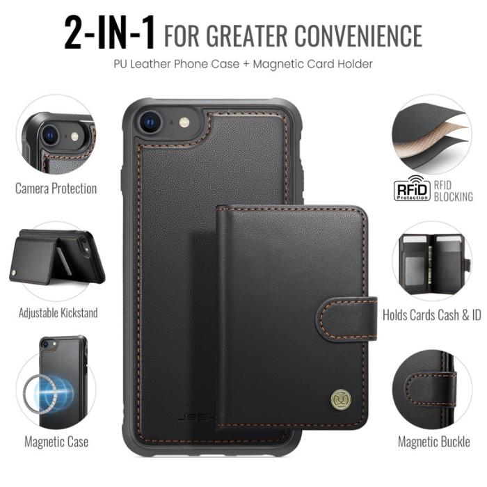 JEEHOOD - JEEHOOD J09 Fodral i läder för iPhone 8/SE 2020/2022 - Svart