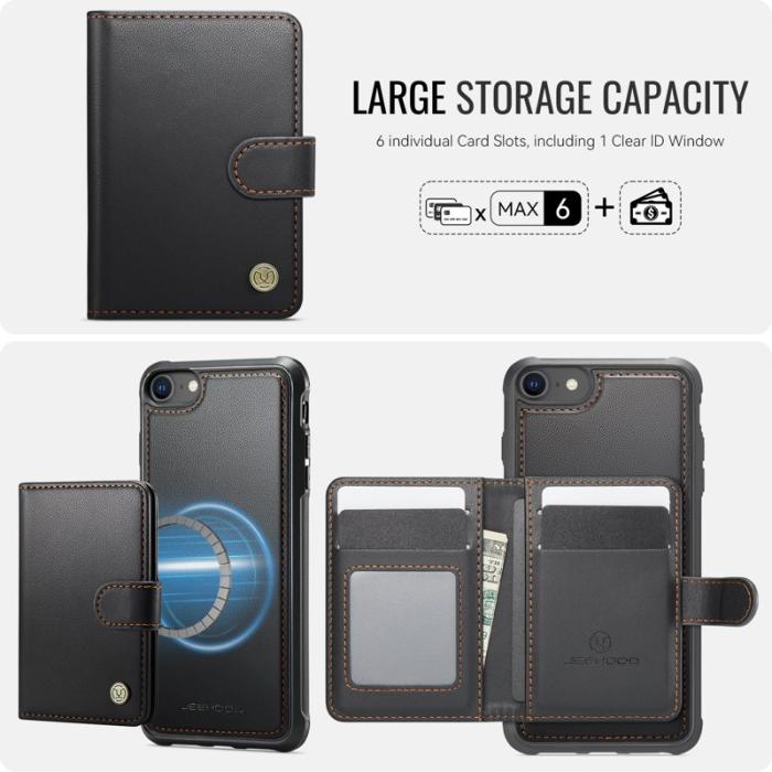 JEEHOOD - JEEHOOD J09 Fodral i läder för iPhone 8/SE 2020/2022 - Svart