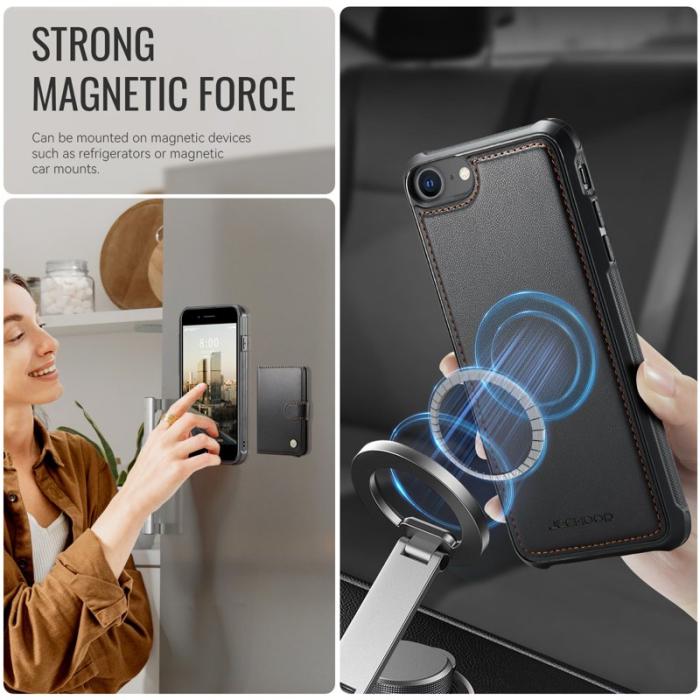 JEEHOOD - JEEHOOD J09 Fodral i läder för iPhone 8/SE 2020/2022 - Svart