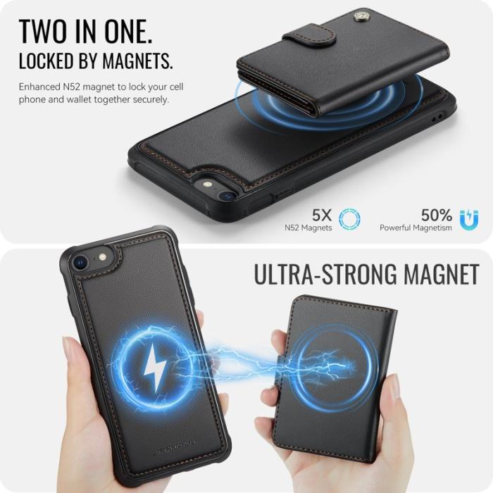 JEEHOOD - JEEHOOD J09 Fodral i läder för iPhone 8/SE 2020/2022 - Svart