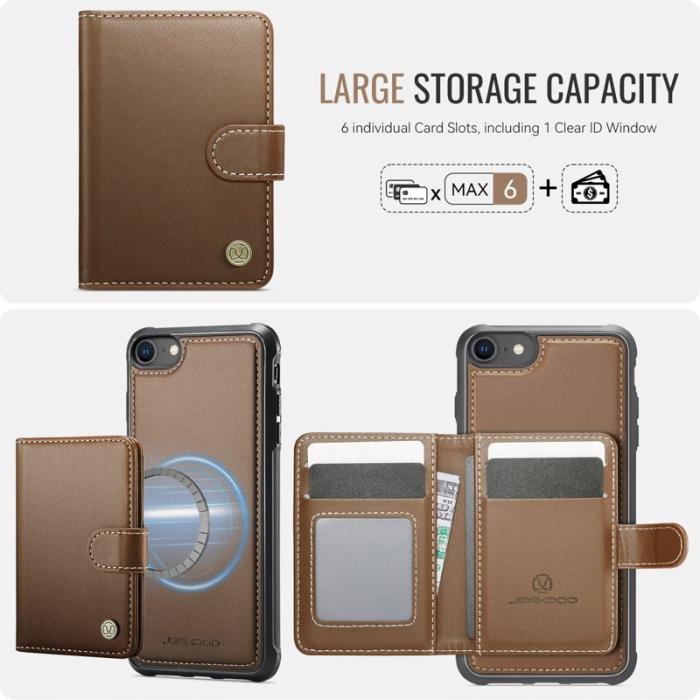 JEEHOOD - JEEHOOD J09 Fodral i läder för iPhone 8/SE 2020/SE 2022 - Brun