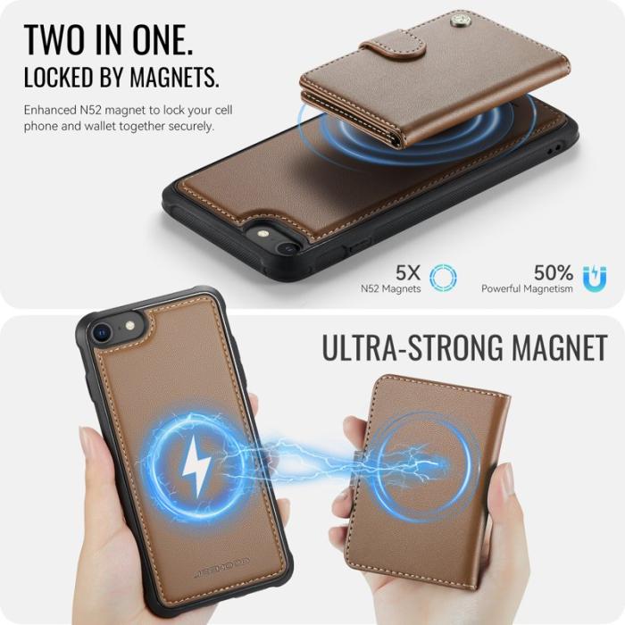 JEEHOOD - JEEHOOD J09 Fodral i läder för iPhone 8/SE 2020/SE 2022 - Brun