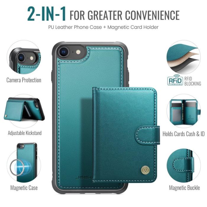 JEEHOOD - JEEHOOD J09 Fodral i läder för iPhone 8/SE 2020/SE 2022 - Grön