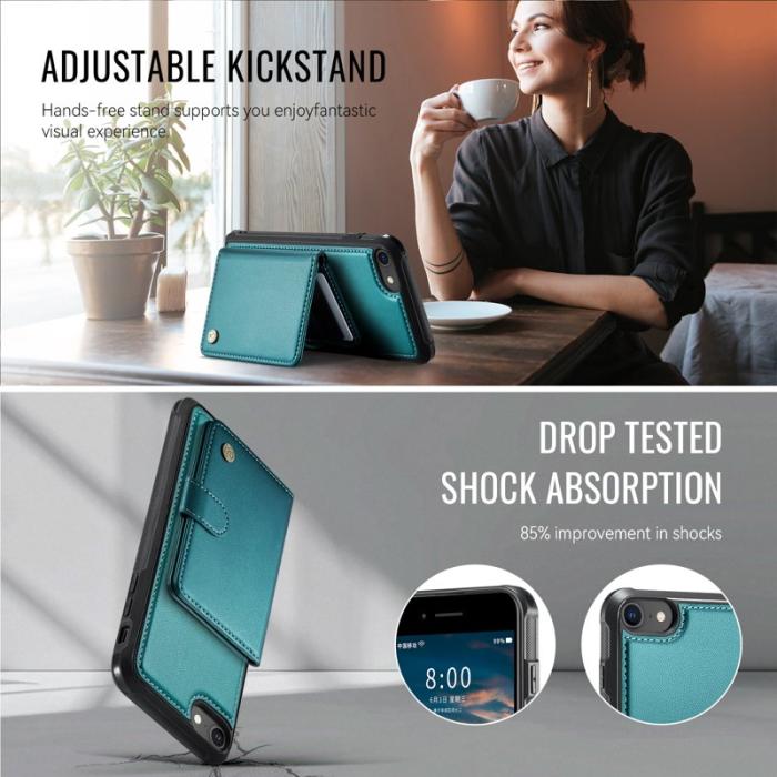 JEEHOOD - JEEHOOD J09 Fodral i läder för iPhone 8/SE 2020/SE 2022 - Grön
