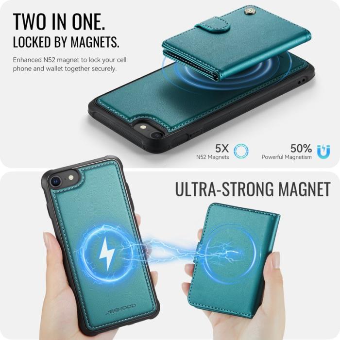 JEEHOOD - JEEHOOD J09 Fodral i läder för iPhone 8/SE 2020/SE 2022 - Grön