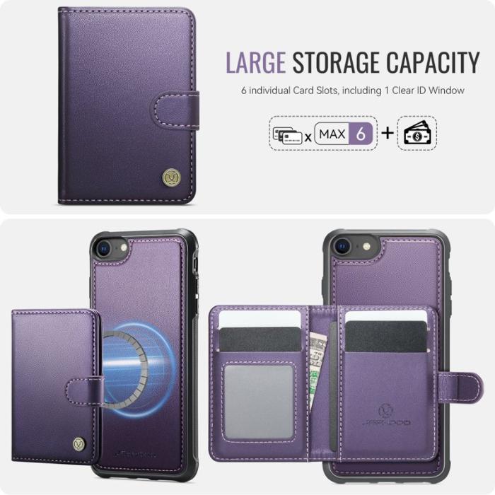 JEEHOOD - JEEHOOD J09 Fodral i läder för iPhone 8/SE 2020/SE 2022 - Lila
