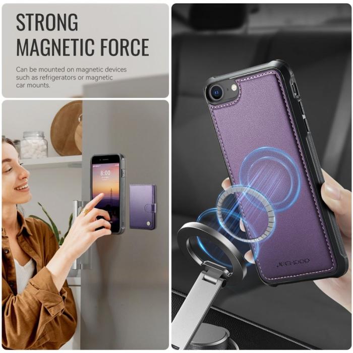 JEEHOOD - JEEHOOD J09 Fodral i läder för iPhone 8/SE 2020/SE 2022 - Lila