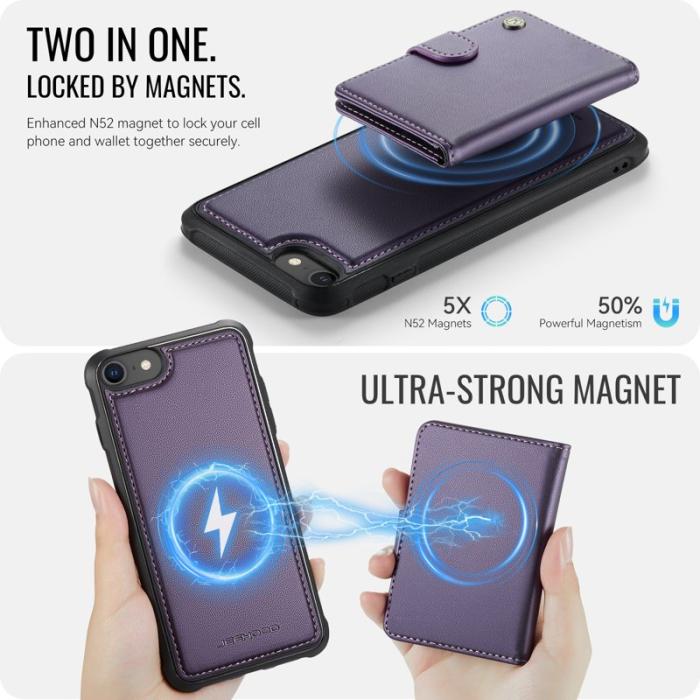 JEEHOOD - JEEHOOD J09 Fodral i läder för iPhone 8/SE 2020/SE 2022 - Lila