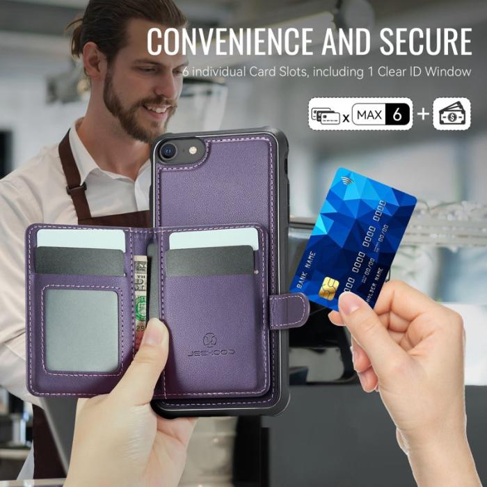 JEEHOOD - JEEHOOD J09 Fodral i läder för iPhone 8/SE 2020/SE 2022 - Lila
