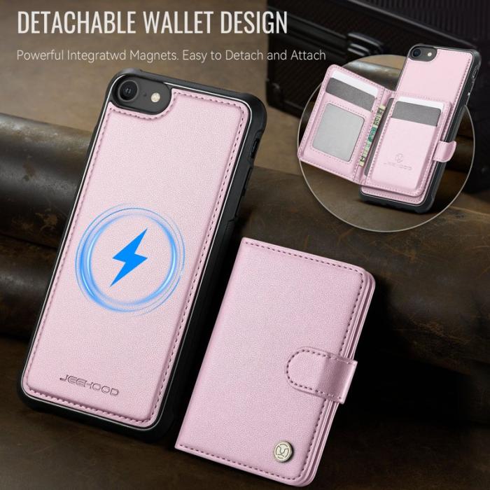 JEEHOOD - JEEHOOD J09 Fodral i läder för iPhone 8/SE 2020/SE 2022 - Rosa