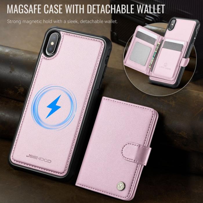 JEEHOOD - JEEHOOD J09 Fodral i läder för iPhone XS/X - RFID, Rosa