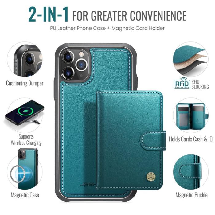JEEHOOD - JEEHOOD J09 Fodral iPhone 11 Pro Max RFID Läder Grön