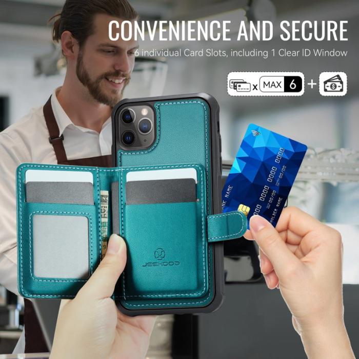 JEEHOOD - JEEHOOD J09 Fodral iPhone 11 Pro Max RFID Läder Grön