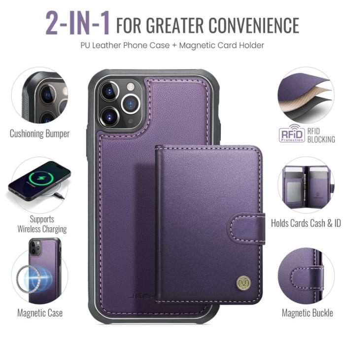JEEHOOD - JEEHOOD J09 Fodral iPhone 12 Pro Max Läder MagSafe Lila