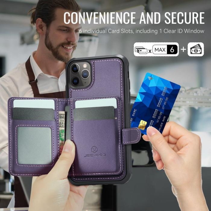 JEEHOOD - JEEHOOD J09 Fodral iPhone 12 Pro Max Läder MagSafe Lila