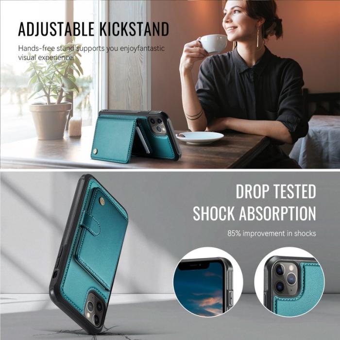 JEEHOOD - JEEHOOD J09 Fodral iPhone 12 Pro Max RFID Blocker Läder Grön