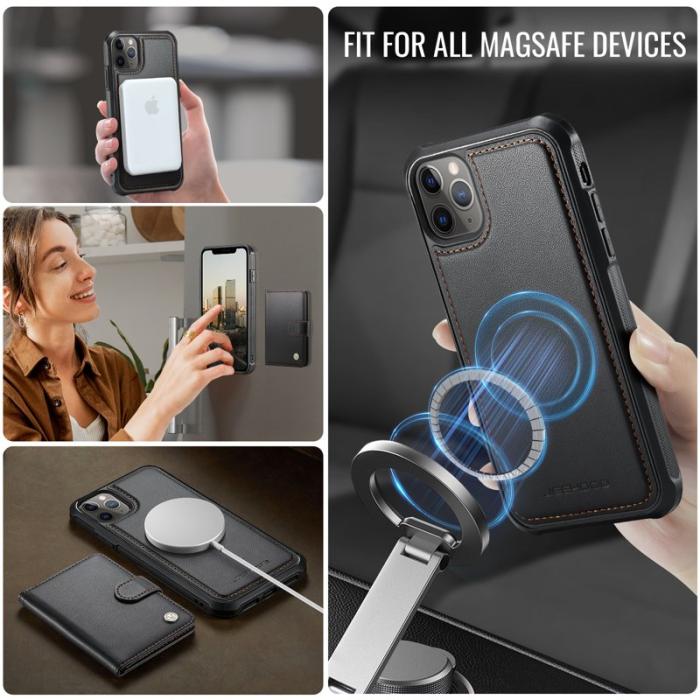 JEEHOOD - JEEHOOD J09 Fodral iPhone 12 Pro Max RFID Läder Svart