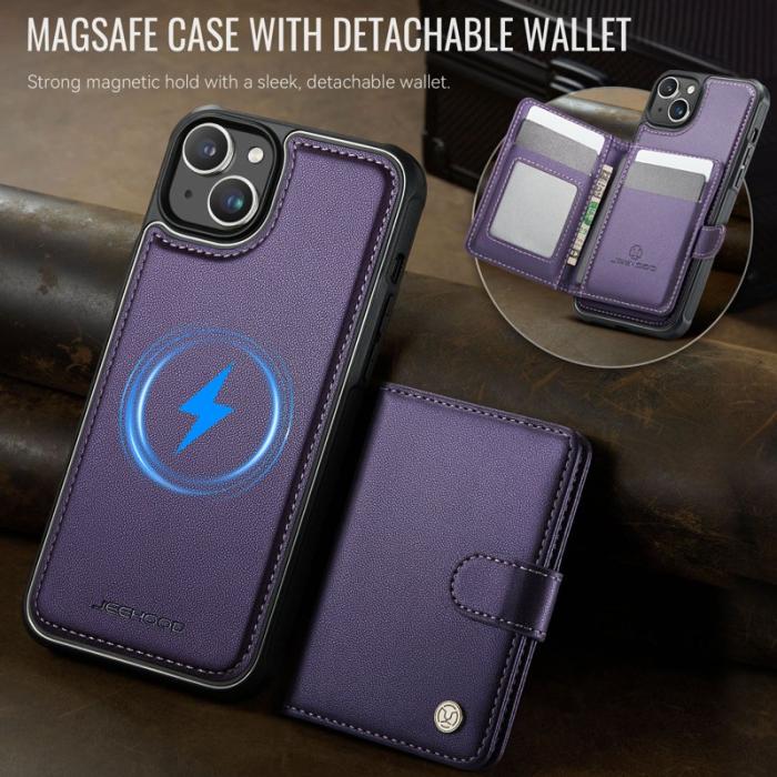 JEEHOOD - JEEHOOD J09 Fodral iPhone 15 Plus / 14 Plus Läder MagSafe Lila