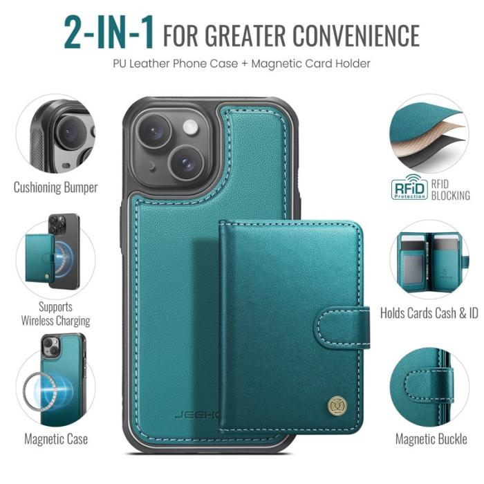 JEEHOOD - JEEHOOD J09 Fodral iPhone 15 Plus / 14 Plus RFID Grön