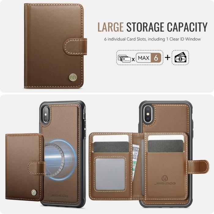 JEEHOOD - JEEHOOD J09 Fodral iPhone XS Max 6.5 tum RFID Läder Brun