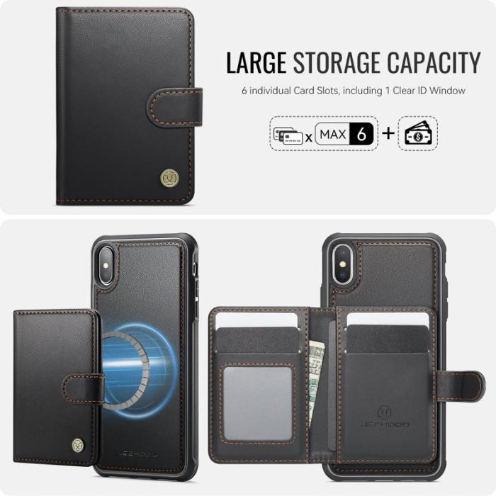 JEEHOOD - JEEHOOD J09 Fodral iPhone XS Max 6.5 tum RFID Läder Svart