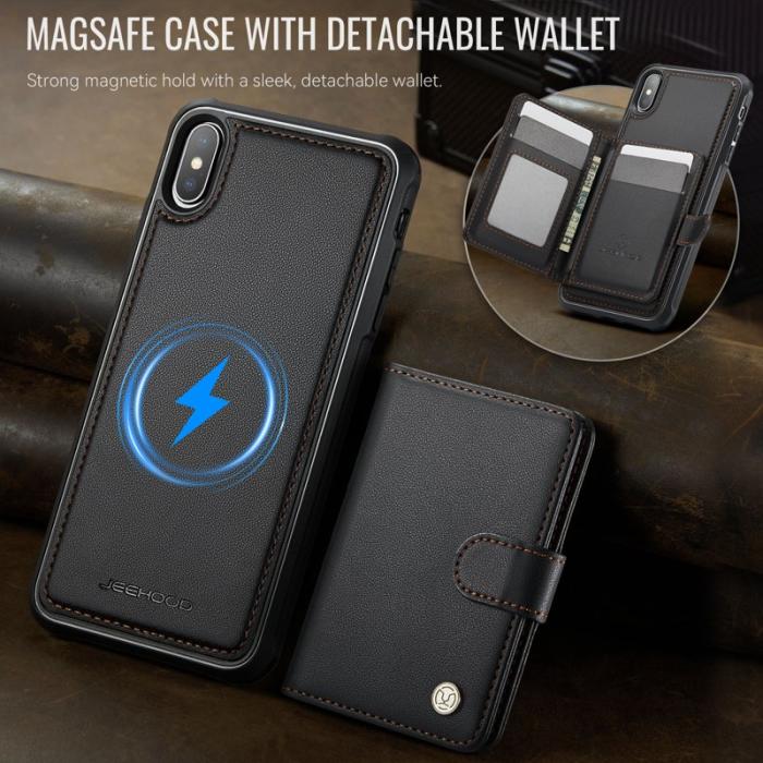 JEEHOOD - JEEHOOD J09 Fodral iPhone XS Max 6.5 tum RFID Läder Svart