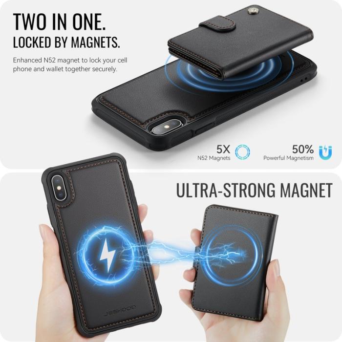 JEEHOOD - JEEHOOD J09 Fodral iPhone XS Max 6.5 tum RFID Läder Svart