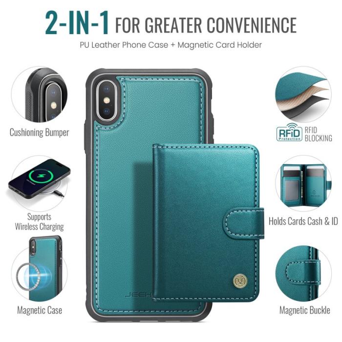 JEEHOOD - JEEHOOD J09 Fodral iPhone XS/X 5.8 tum RFID Grön