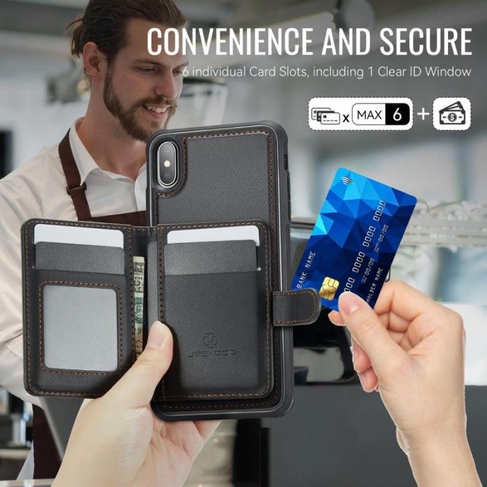 JEEHOOD - JEEHOOD J09 Fodral iPhone XS/X 5.8 tum RFID Läder Svart