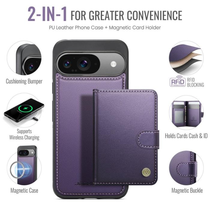 JEEHOOD - JEEHOOD J09 Fodral till Google Pixel 9 Pro - Lila, RFID-blockerande