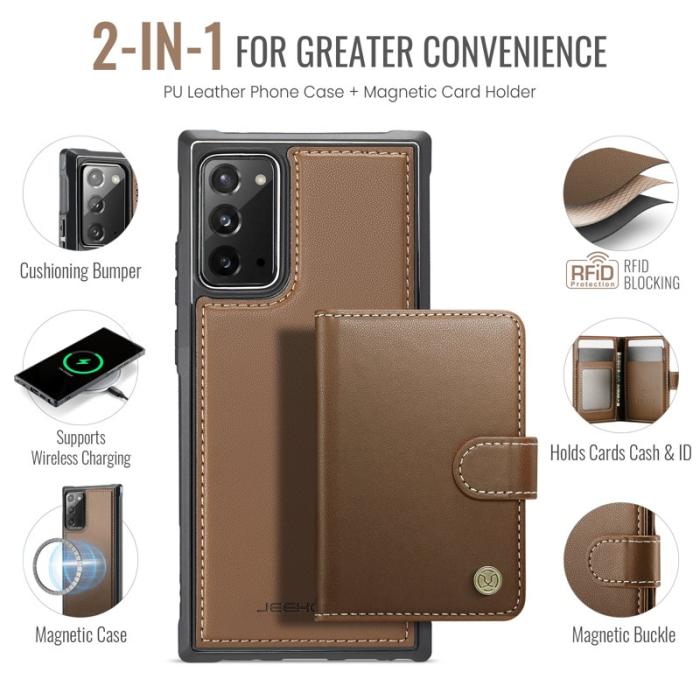 JEEHOOD - JEEHOOD J09 Fodral till Samsung Galaxy Note20 - RFID, Brun