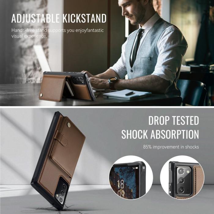 JEEHOOD - JEEHOOD J09 Fodral till Samsung Galaxy Note20 - RFID, Brun