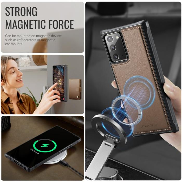JEEHOOD - JEEHOOD J09 Fodral till Samsung Galaxy Note20 - RFID, Brun