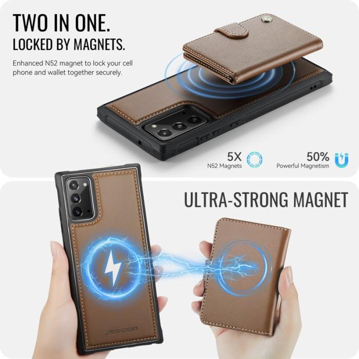 JEEHOOD - JEEHOOD J09 Fodral till Samsung Galaxy Note20 - RFID, Brun