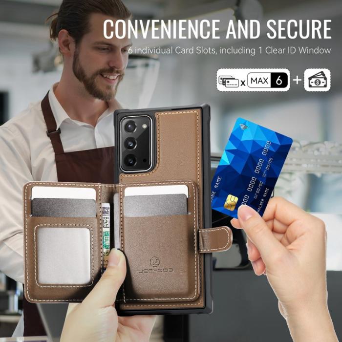 JEEHOOD - JEEHOOD J09 Fodral till Samsung Galaxy Note20 - RFID, Brun