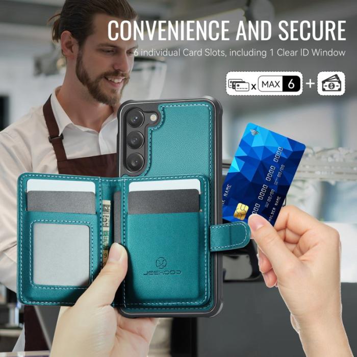 JEEHOOD - JEEHOOD J09 Fodral till Samsung Galaxy S23 RFID Läder Grön