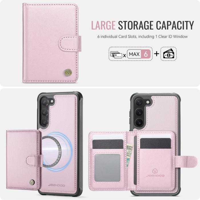 JEEHOOD - JEEHOOD J09 Fodral till Samsung Galaxy S23 RFID Läder Rosa