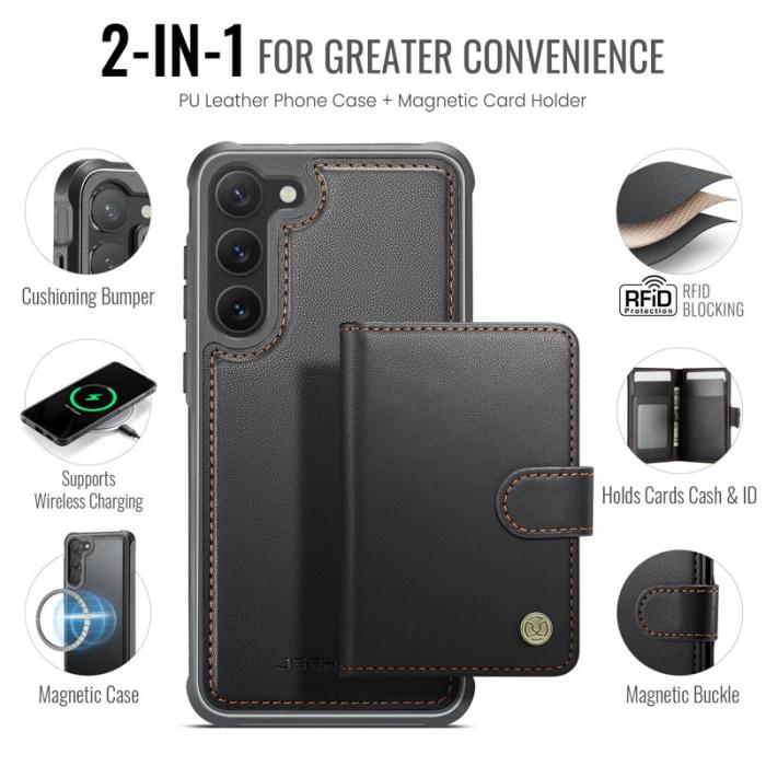 JEEHOOD - JEEHOOD J09 Fodral till Samsung Galaxy S23+ RFID Läder Svart