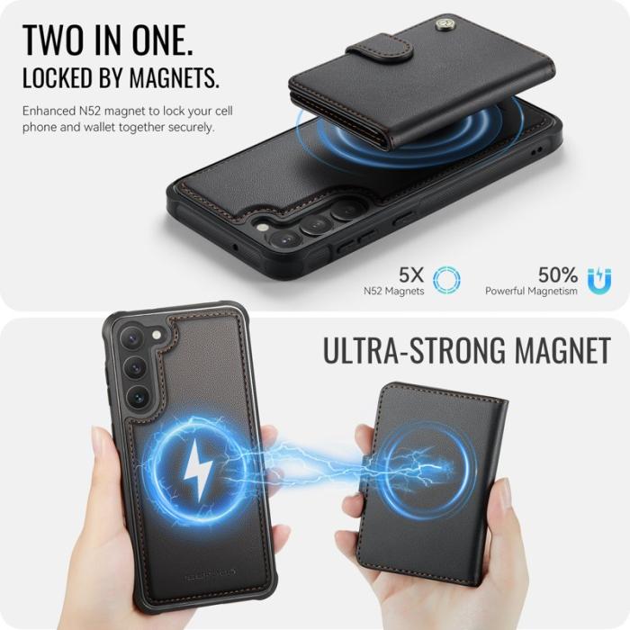 JEEHOOD - JEEHOOD J09 Fodral till Samsung Galaxy S23+ RFID Läder Svart