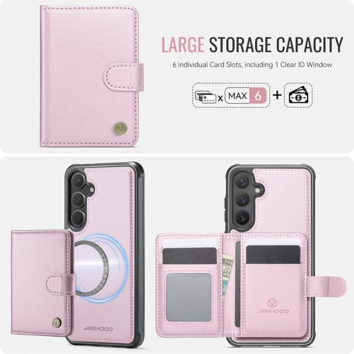 JEEHOOD - JEEHOOD J09 Fodral till Samsung Galaxy S24+ Läder MagSafe Rosa