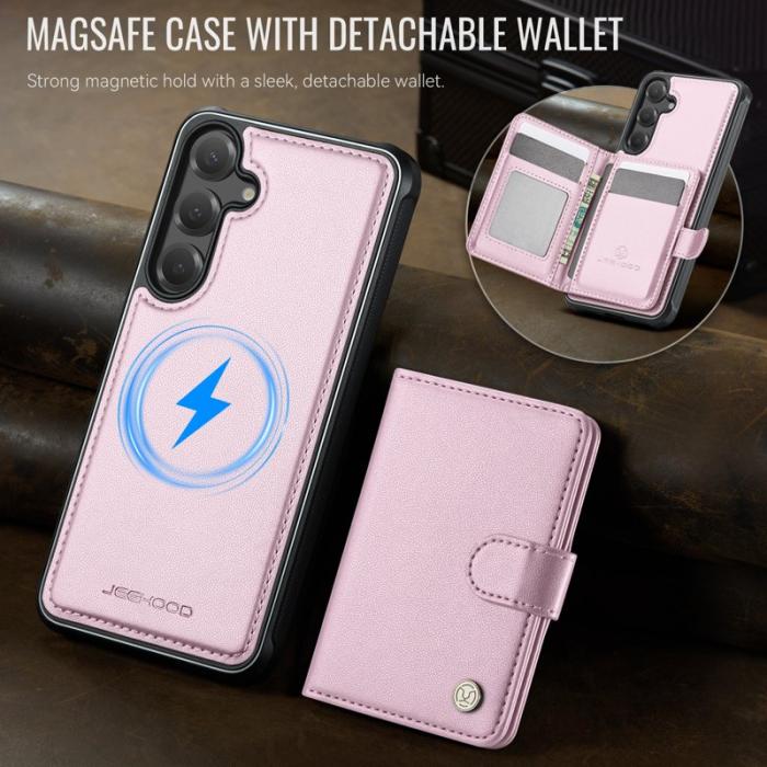 JEEHOOD - JEEHOOD J09 Fodral till Samsung Galaxy S24+ Läder MagSafe Rosa